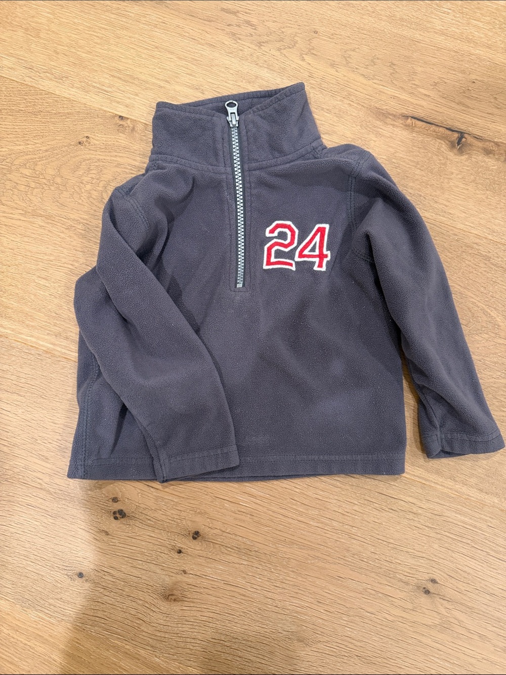 Carter's Dark Gray Fleece Pullover with Red '24' Patch